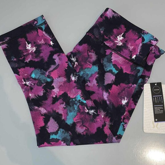 Lululemon Wunder Under Crop III Midnight Bloom Black Deep Fuschia - NWT Size 10 - Picture 4 of 5